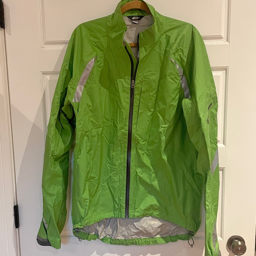 MEC Green Raincoat with Reflective Accents